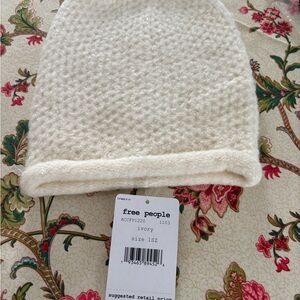 Free People Cream Textured Beanie